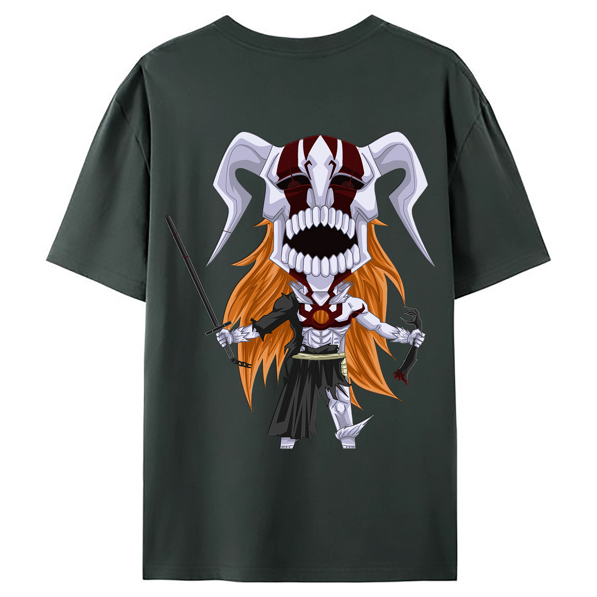 （画像用） ブリーチ 黒崎一護（くろさき いちご）BLEACH Kurosaki Ichigo 綿100％ メンズ半袖Tシャツ（バックプリント） 通気性